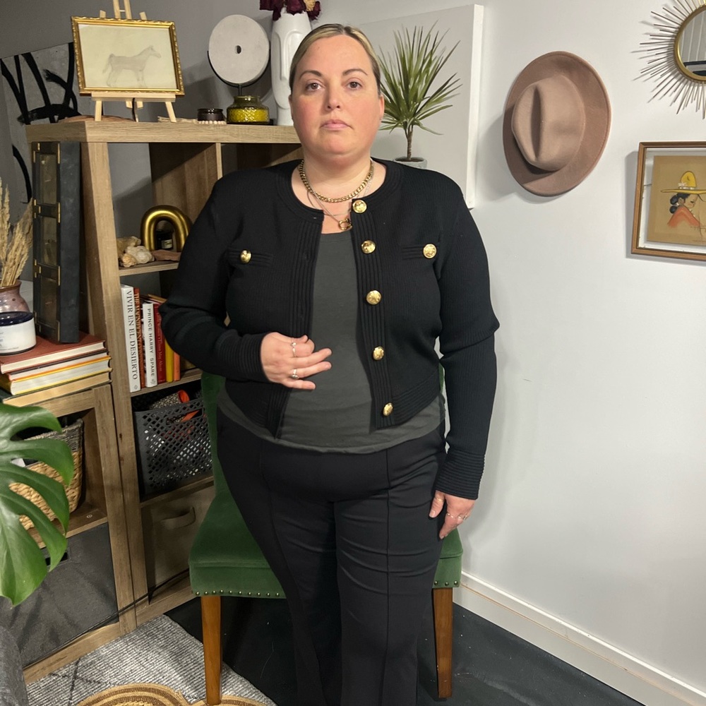 Express Black ladylike jacket/ cardigan with Gold Buttons